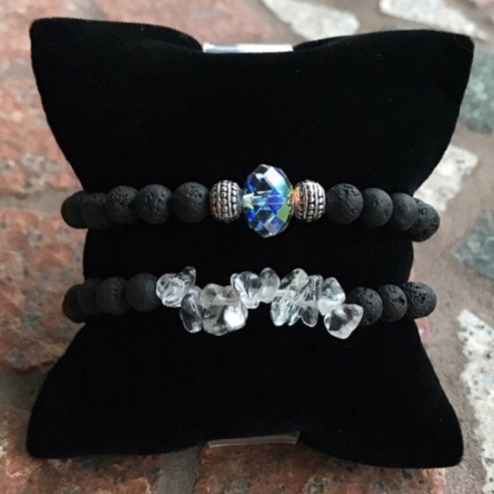 Genuine Lava rock crystal quartz swarovski set - Picture 1 of 7